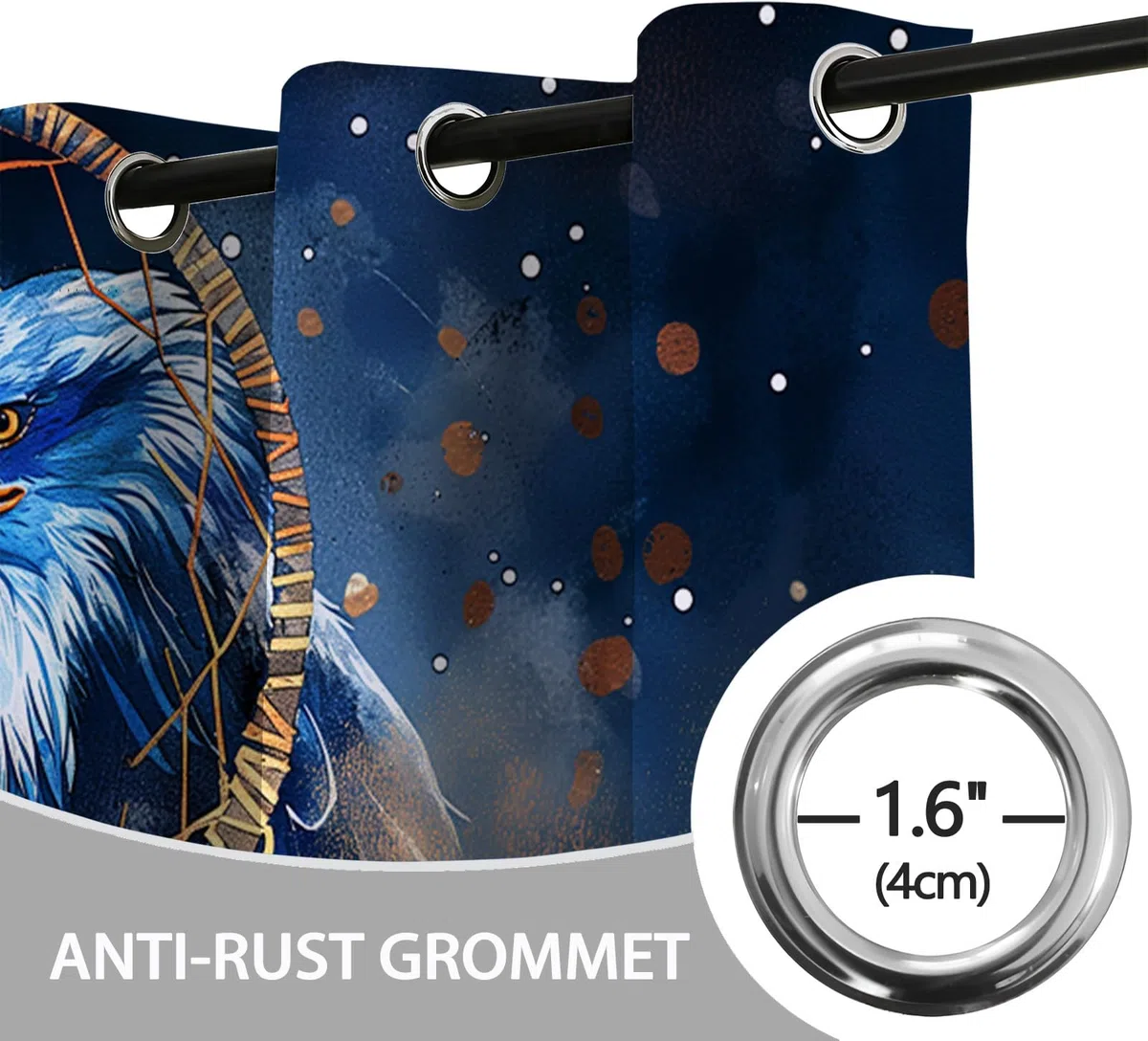 Generisch Blickdicht Vorhang Ösenschal Verdunkelungsvorhang 3D Fantasy-Stil Traumfänger Adler Gardinen Kinderzimmer Wohnzimmer Thermovorhang Polyester Vorhänge 183 x 117 cm 2Er Set