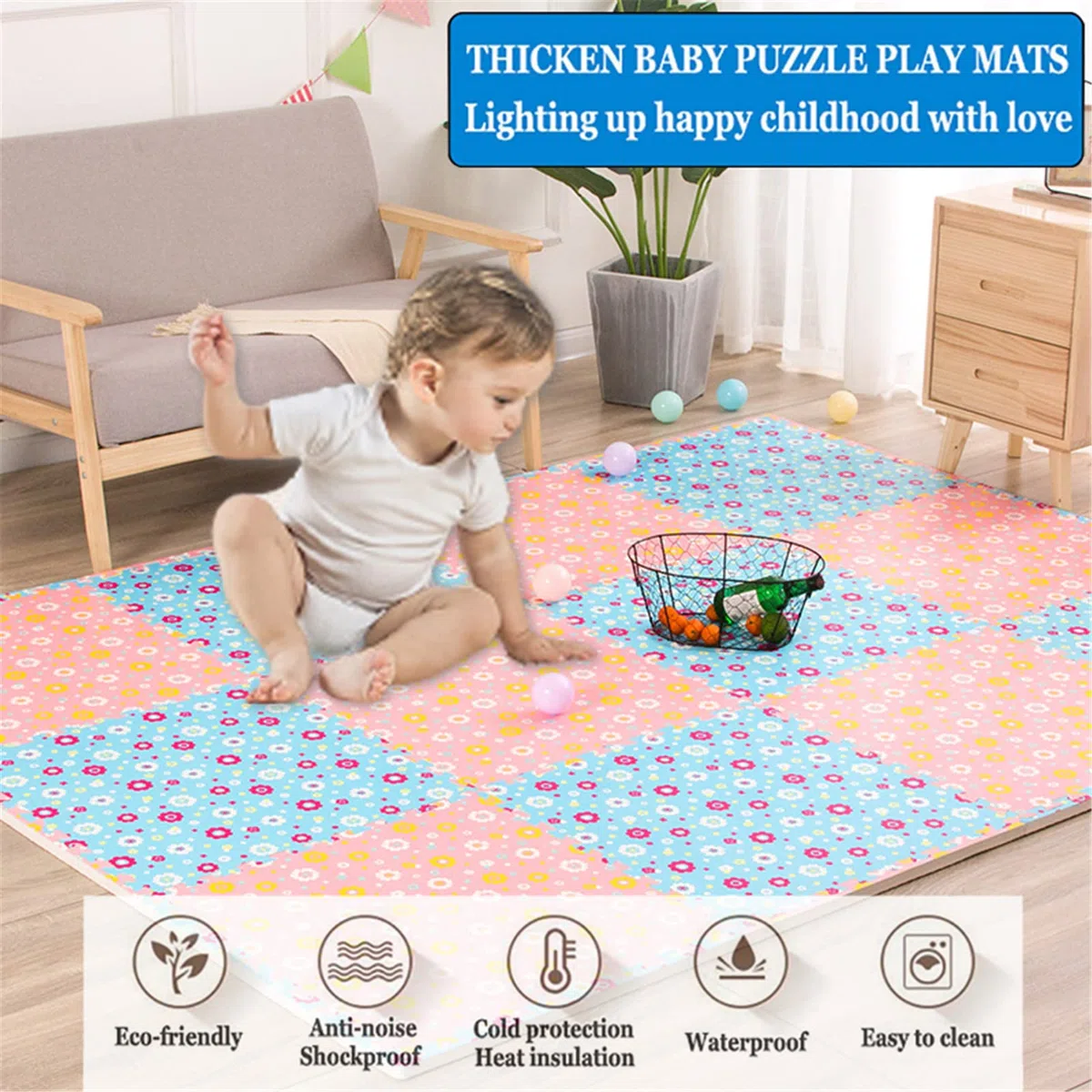 Baby Eva-Schaum-Puzzlespielmatte, 30X30x1cm Krabbelmatte Baby Schadstofffrei Spielmatte Wasserdicht Kinder Schaum-Bodenpuzzles Weihnachtsdeko Kleinkinderzimmer Matte,Red+Green,16pcs