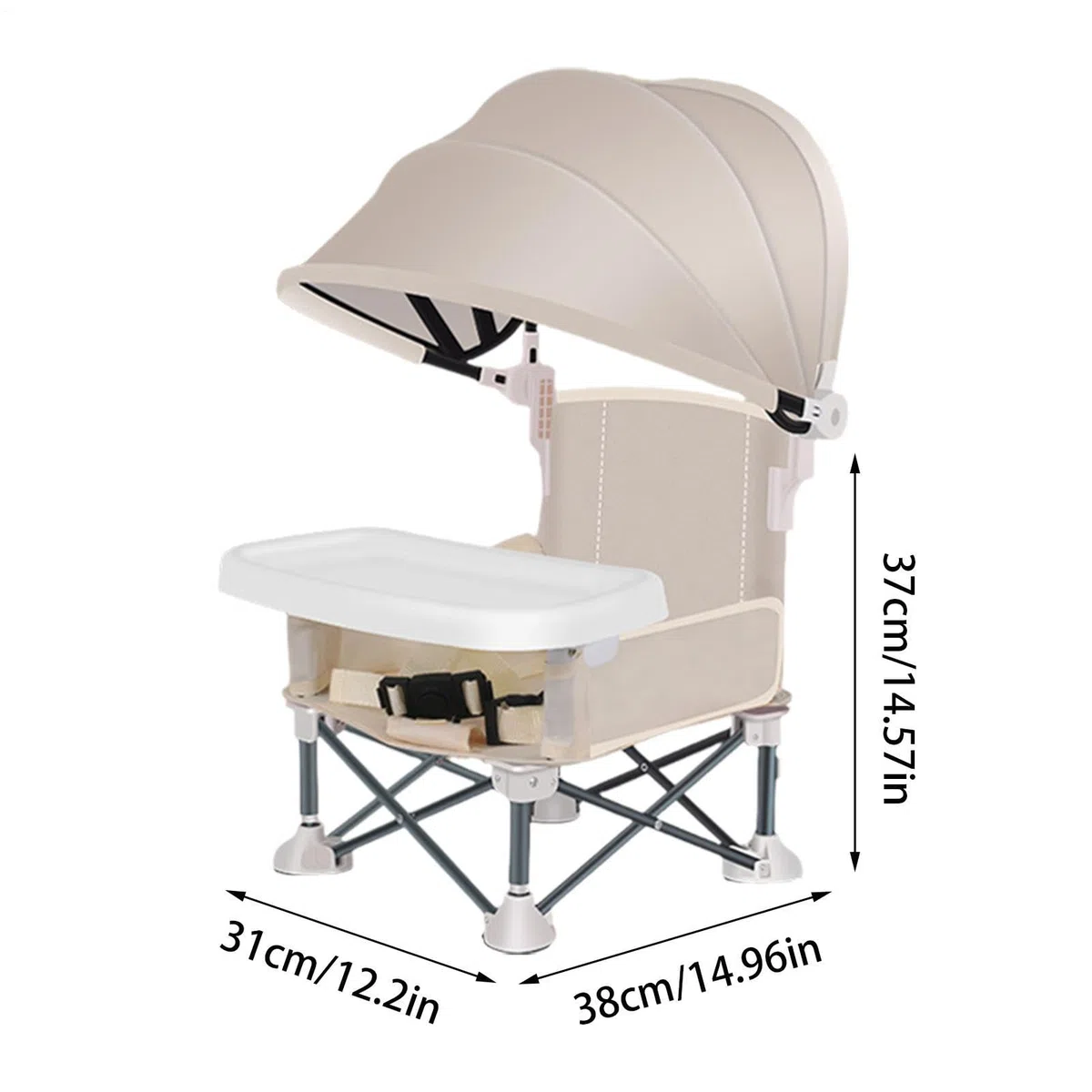 Klappbarer Tragbarer Babysitz Reise Kleinkindersitz Mit Tablett Zum Essen | Mit Sonnendach Für Draußen Camping Garten Picknick Reisen