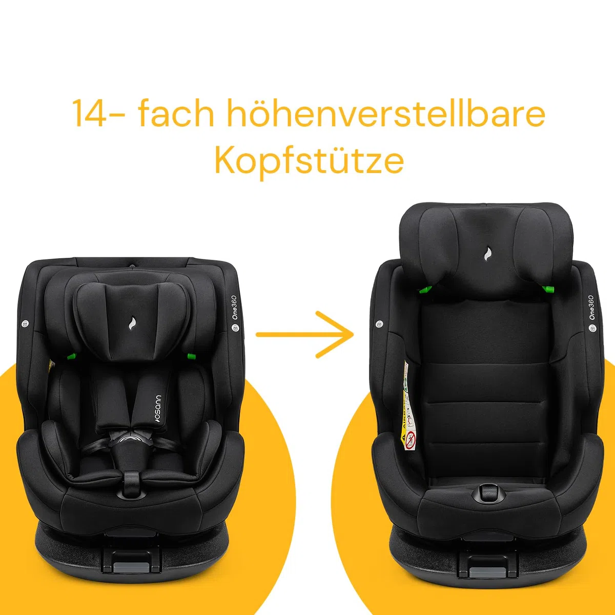 Osann One360 Reboarder 360 drehbarer Kindersitz Isofix 40-150 cm – Black | Kindersitz 0-12 Jahre, mitwachsender Baby Autositz, Kinderautositz mit viel Komfort & besonders sicher