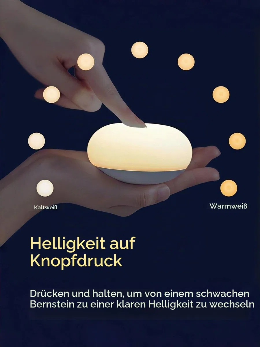 Anico Baby Night Light, Minimalist Nursery Lamp for Breastfeeding, Soft BPA-Free Silicone Touch, Eye-Caring, Easy Flip Design, Stepless Dimming, 1-Pack