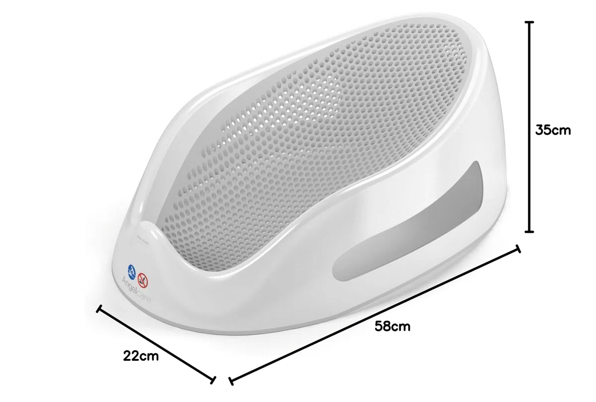 Angelcare ergonomischer Badesitz für die große Badewanne oder Dusche, Light Grey, angenehm weiche Liegefläche