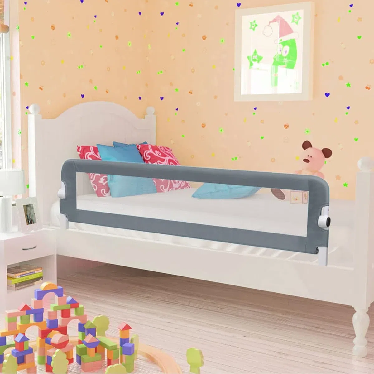 Rantry Kleinkind-Bettschutzgitter Grau 150x42 cm Polyester Babysicherheit Model10167