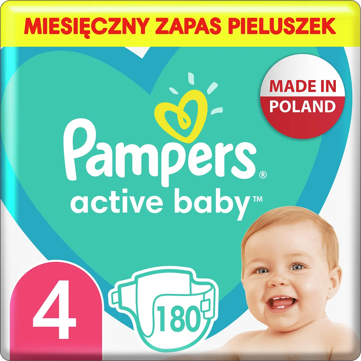Pampers (Alte Version), Baby Windeln Größe 4 (9-14kg) Windeln, 180 Stück, Monatliche Verpackung, Durchlaufschutz Ganztägig