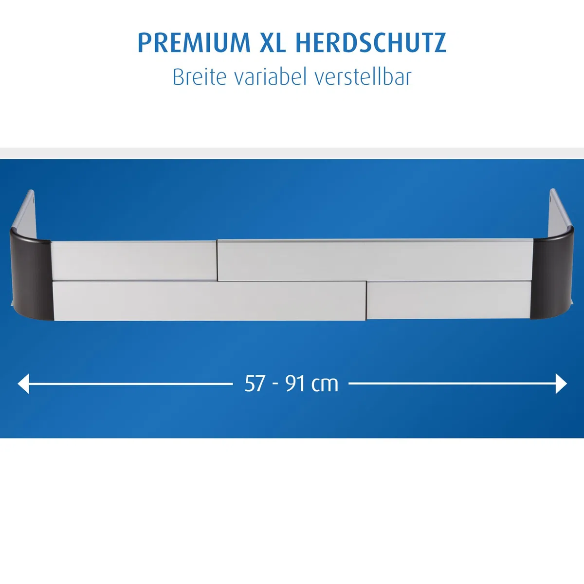 reer Herdschutzgitter PREMIUM XL | ausziehbar: 57-90 cm | spülmaschinengeeignetes Herdgitter | Herdsicherung ohne Bohren | Kinder Herdschutz | Kindersicherung, Ceranfeld & Induktion