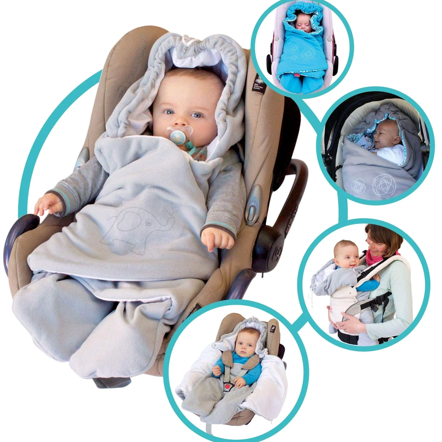 ByBoom Baby Einschlagdecke für die Übergangszeit und Sommer, Oeko-TEX 100, Universal Kuscheldecke für Babyschale, Autositz, Baby Decke für Kinderwagen, Buggy