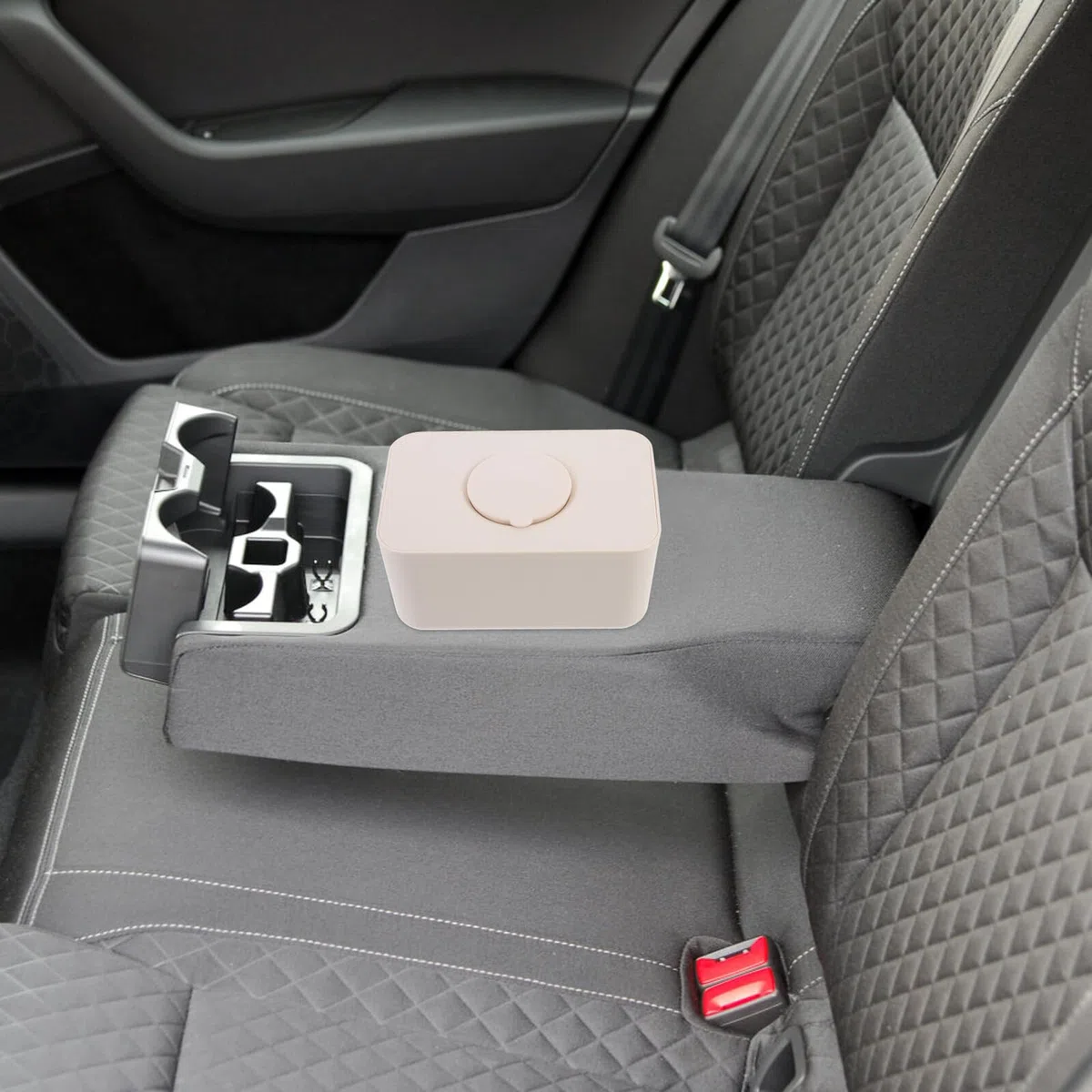 Silikon Feuchttücherbox mit Deckel, Beige, Große Kapazität | Aufbewahrungsbox für Haushalt und Auto, 1 Stück, Praktische Lösung zum Ordnen von Tüchern