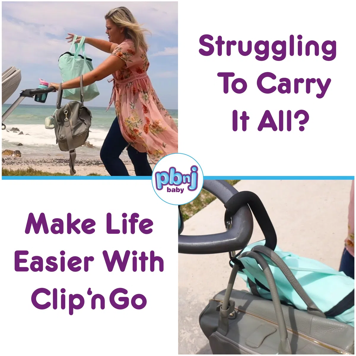 PBnJ Baby Clip‘n Go XL-Kinderwagen-Organizer, Haken, Clip für Geldbörse, Einkaufen und Wickeltaschen, 2 Stück