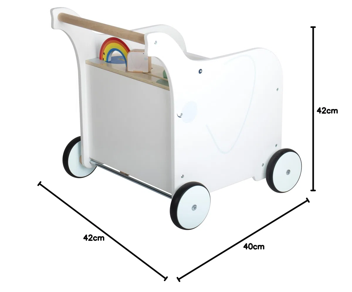 small foot Lauflernwagen Spielzeugbox Elefant aus Holz, mit Bremse und gummierten Rädern, für Kinder ab 1 Jahr, 12535