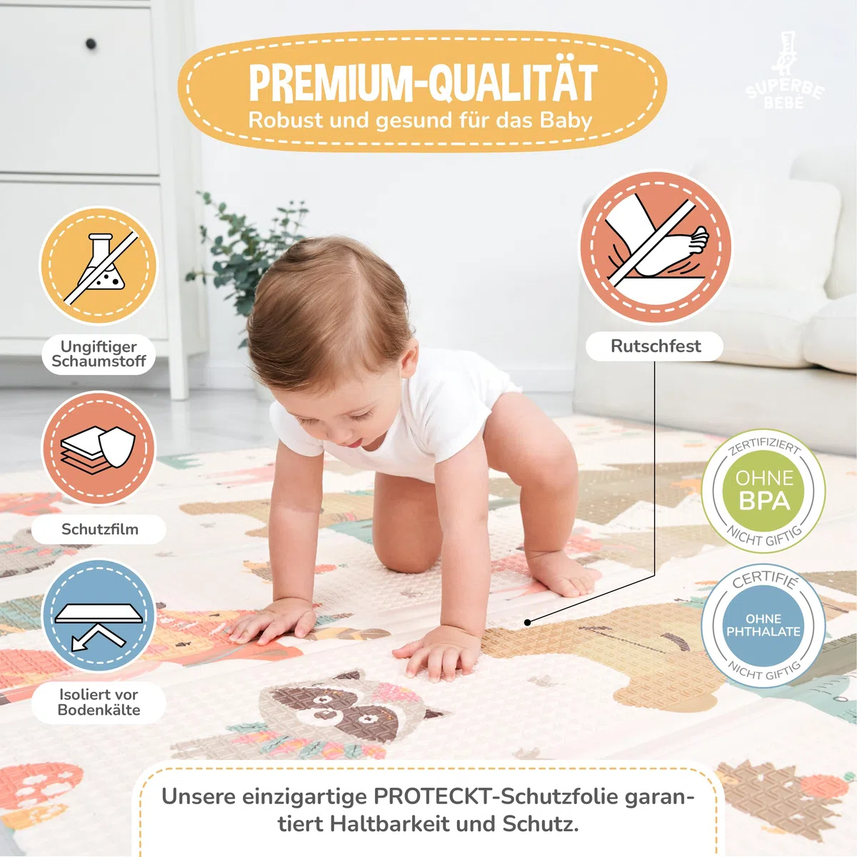 Krabbelmatte Baby Faltbar Spielmatte Kinder Spieldecke 150x180x1cm Krabbeldecke Für Baby - Babymatte Kindermatte - Schaumstoffmatte Kinderteppich- Spielteppich - Bodenmatte Kinder - Babygeschenk