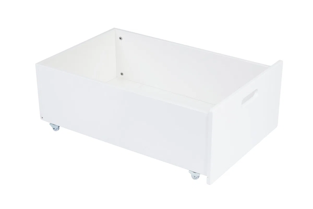 waldin Schublade für 7in1 Babybett ohne Bett, Weiß | Schafft Zusätzlichen Stauraum unter Ihrem 7in1 Bett, Passend für Klassische und Ovale Modelle ohne Bett
