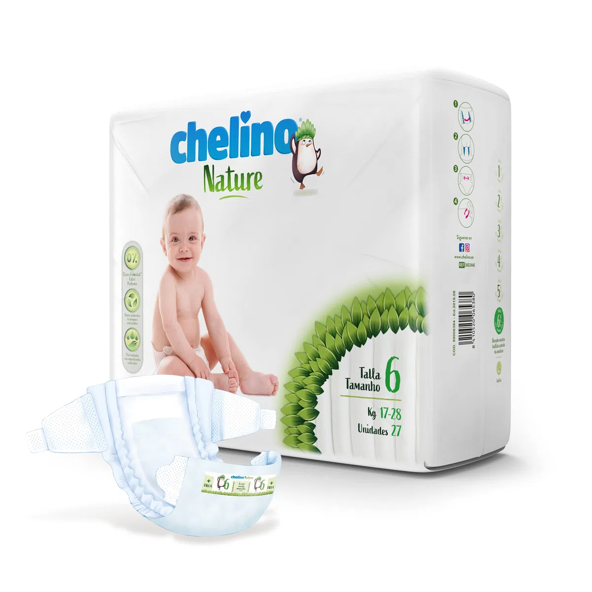 Chelino Nature Kinderwindel, Größe 6 (17-28 kg), 162 Windeln
