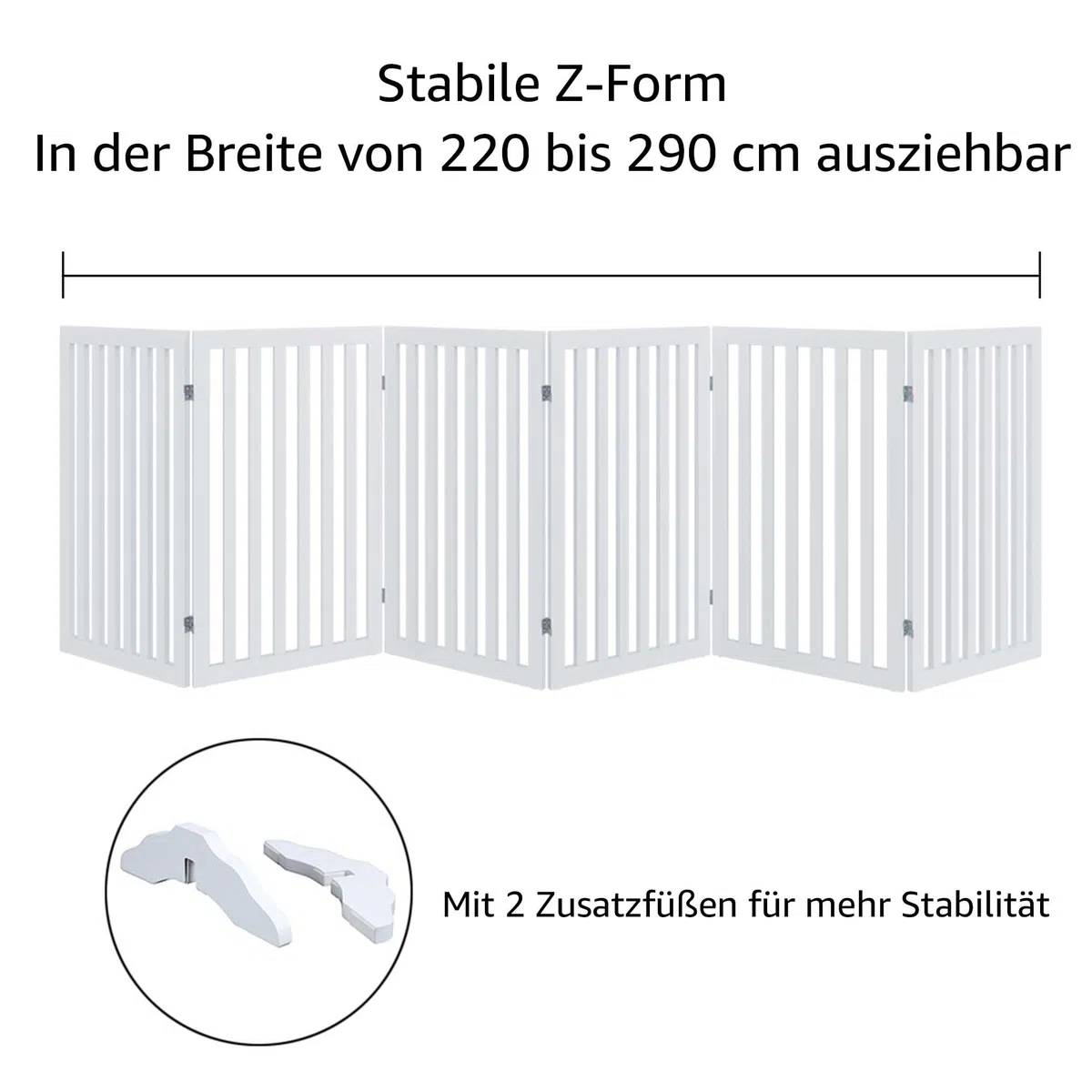 Unipaws Hundegitter 306 cm extra breit freistehendes Hundetor faltbares Welpengitter Holz Laufstall erweiterbare Hundebarriere (91 cm, Weiß)