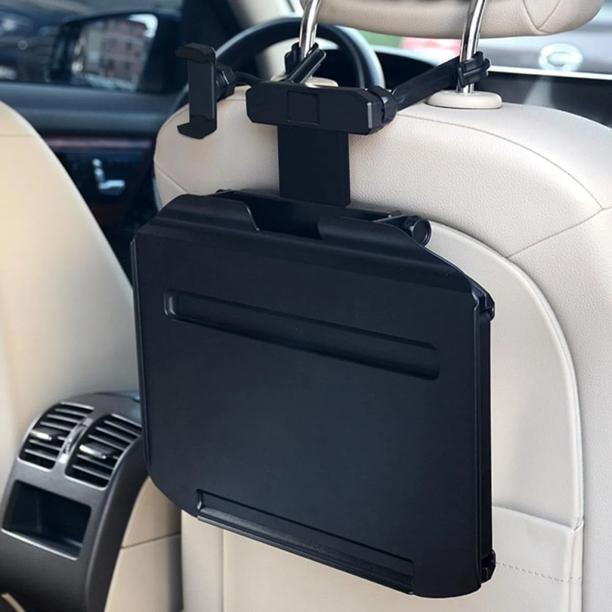 Alipis Faltbarer Getränkehalter und Klapptisch für Autositz aus Abs Aluminiumlegierung Praktischer Auto Getränkehalter mit Sauberem Design für Lange Fahrten im Auto