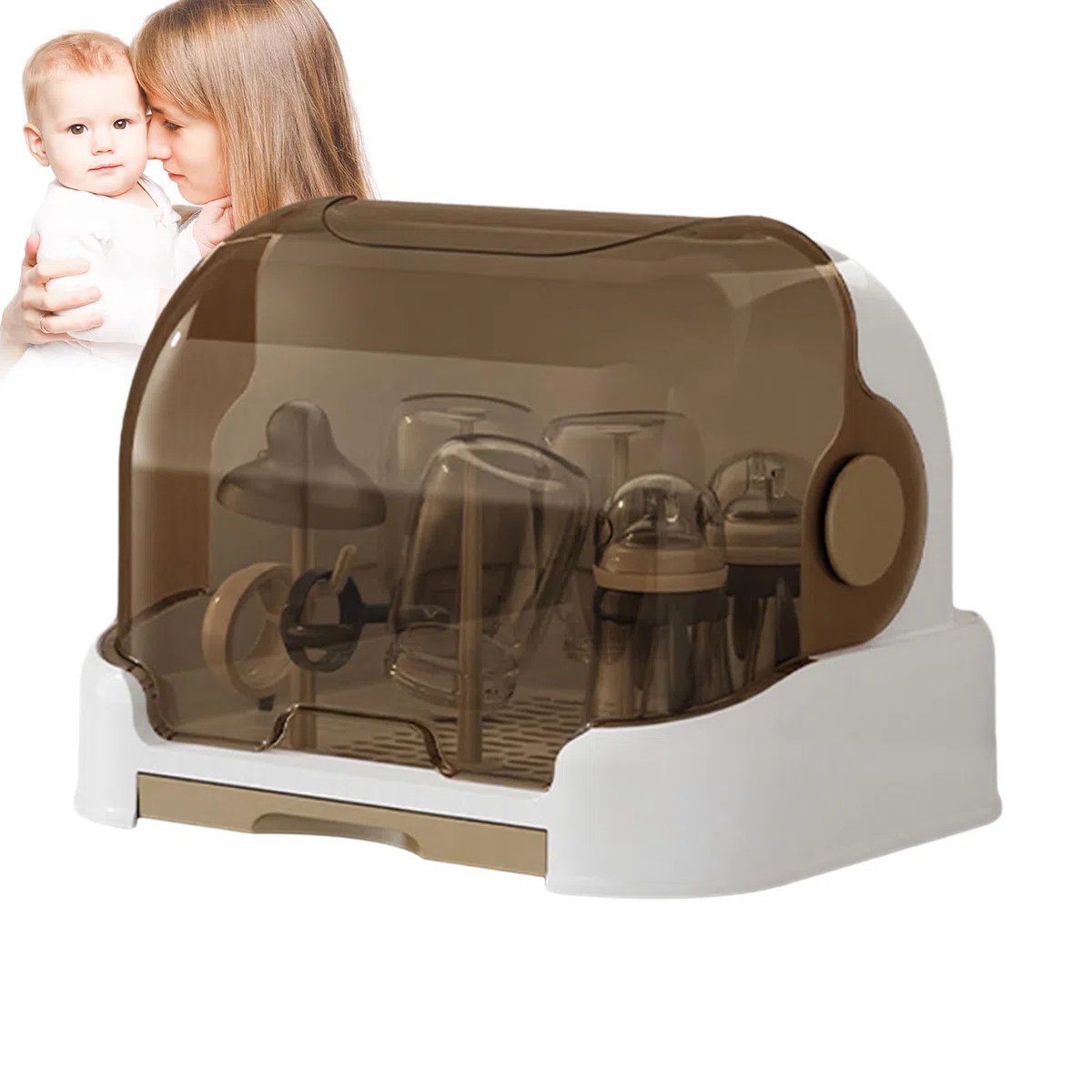 Abtropfgestell für Babyflaschen, Babyflaschenhalter mit abnehmbarer Abtropfschale, Babby Flaschen-Aufbewahrungsbox, langlebig, guter Abdichtungsschutz für Flaschen, Sauger, Tassen, Pumpe, Teile und