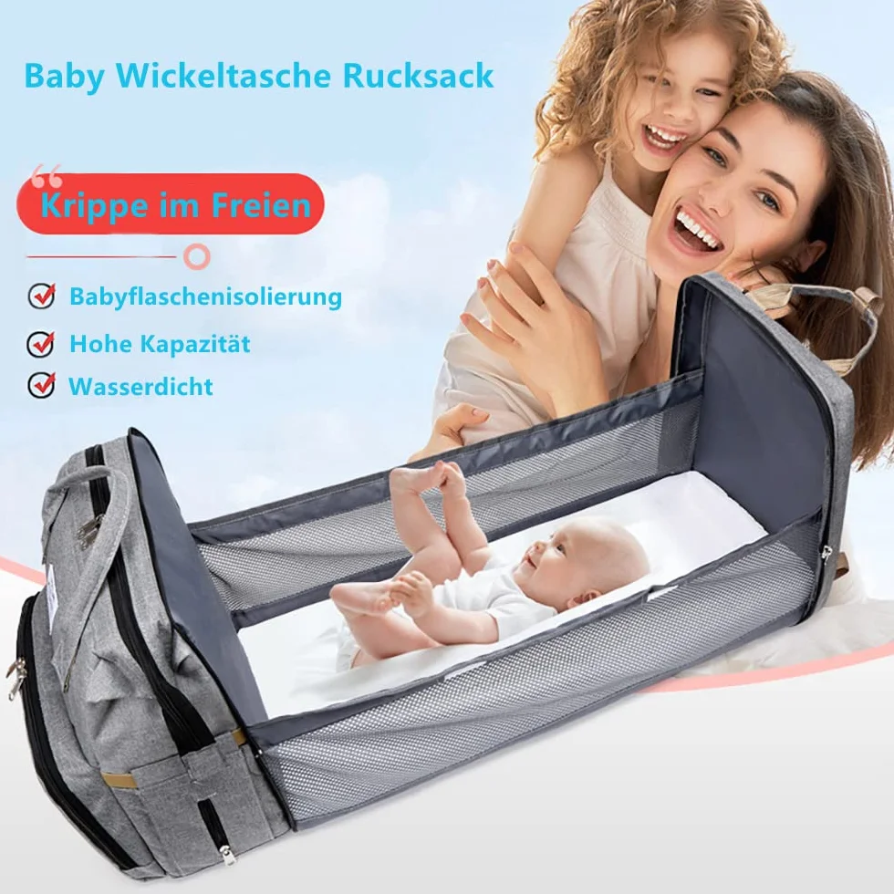 Baby Wickeltasche Rucksack,Diaper Backpack,Babytasche Reiserucksack mit Wickelauflage,Multifunktional Wasserabweisend Große Kapazität Wickelrucksack,Große, für Mama