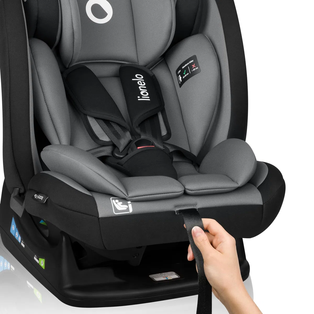 LIONELO IZZY I-SIZE Kindersitz für Kleinkinder 40-150 cm, vielseitig | montierbar, vorwärts- und rückwärtsgerichtet, verstärkte Kopfstütze, 13-stufig verstellbare Kopfstütze, verstellbare Rückenle