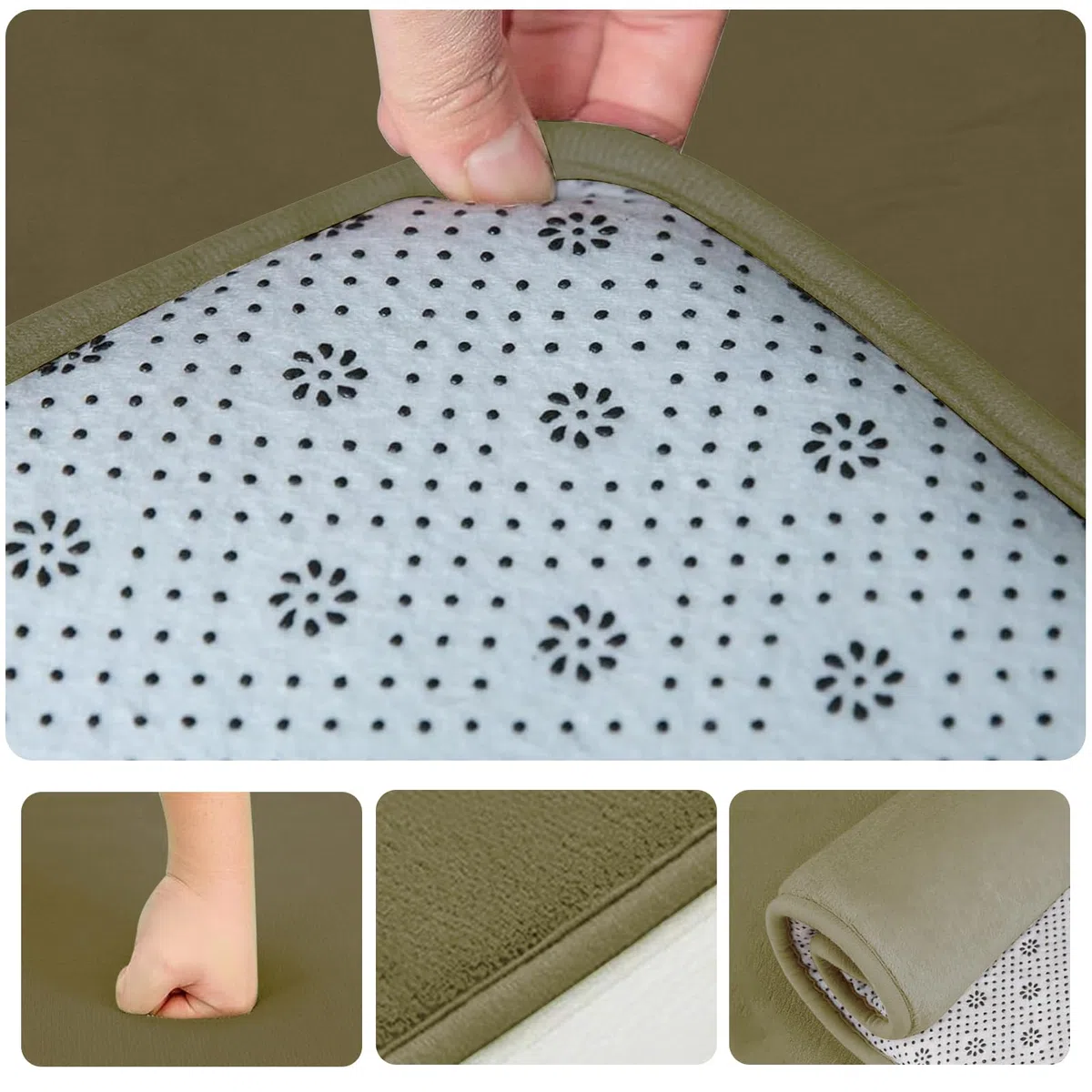 Krabbel- und Spielmatte für Babys, 120 x 250 cm, Korallensamt, 3 cm, Krabbelmatte für Babys, groß, rutschfest, für Kinder, für Wohnzimmer, Schlafzimmer, Yoga, Grün