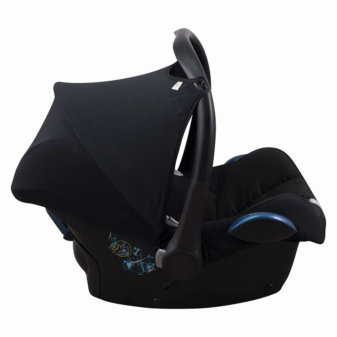 JYOKO KIDS Sonnenverdeck für Maxi-Cosi Cabriofix Gruppe 0, Atmungsaktiver Baumwollbezug Black Series