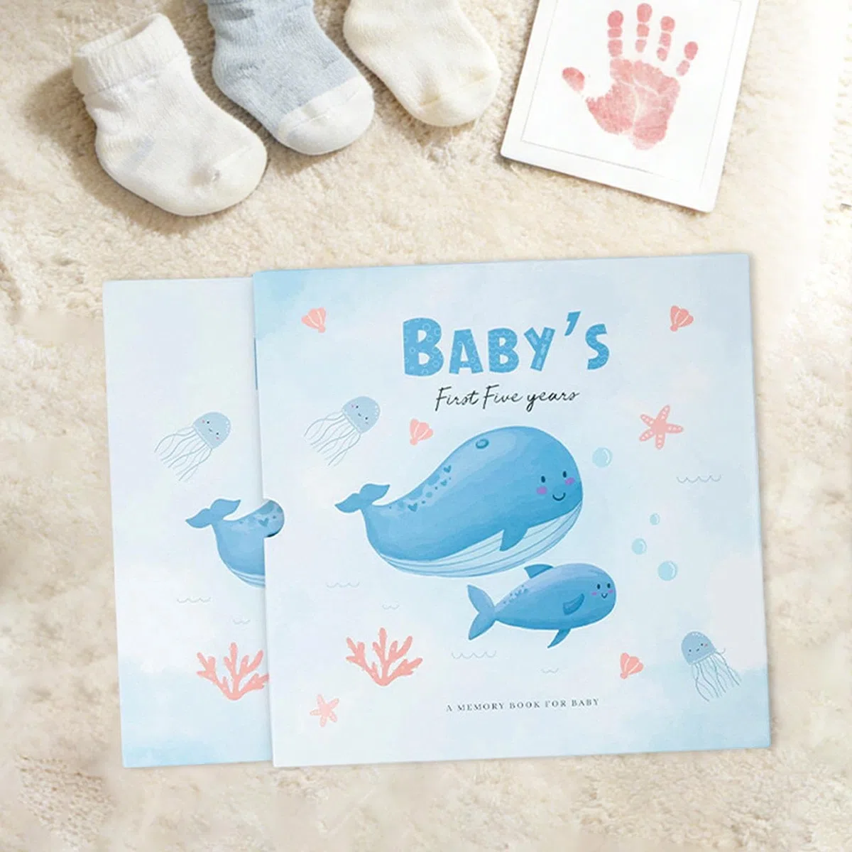 harayaa -Erinnerungsbuch/Tagebuch für Neugeborene – für frischgebackene Eltern – – Geschenk zur Babyparty – Wachstumstagebuch/Fotoalbum, Wal