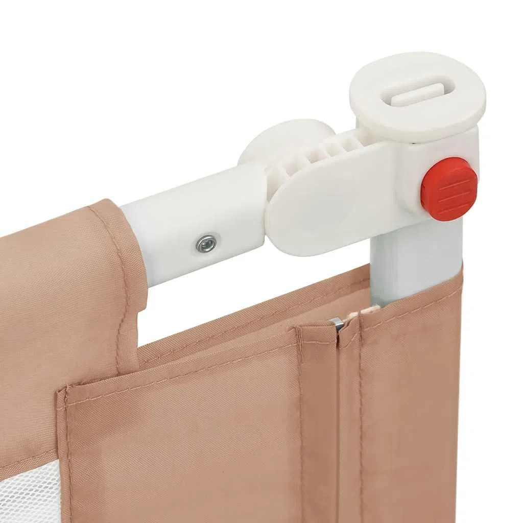 Kleinkind-Bettschutzgitter Taupe 150x25 cm Stoff mit Höhenverstellung, klappbares Seitengitter als Rausfallschutz für Kinderbett und Babybett, Sicherheit und Schutz beim Schlafen