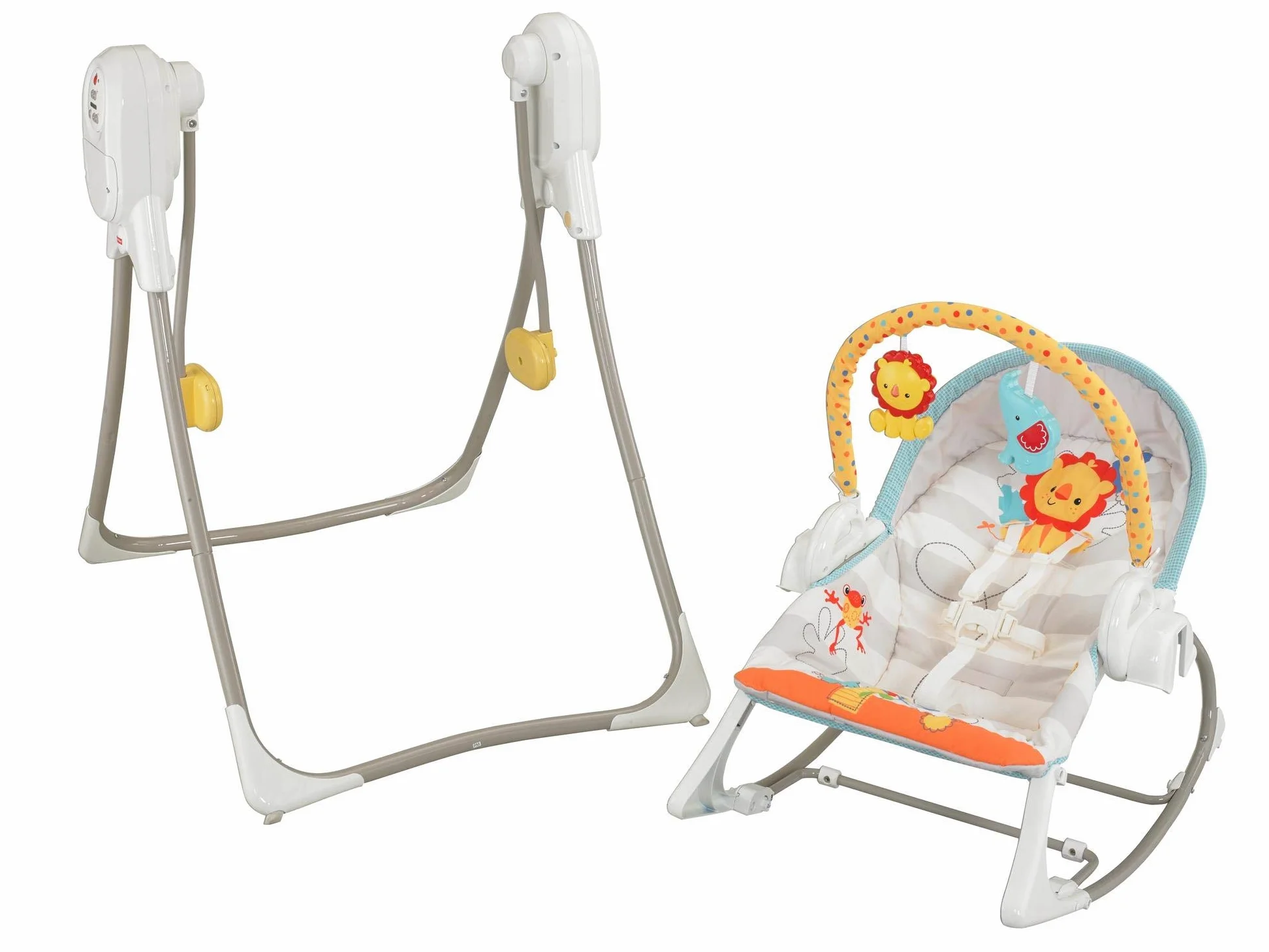 Fisher-Price BFH07 - 3-in-1 Deluxe Schaukel, 6 Schaukelgeschwindigkeiten, 16 Melodien, beruhigende Nachtgeräusche & eine abnehmbare Spielzeugleiste, für Babys und Kleinkinder