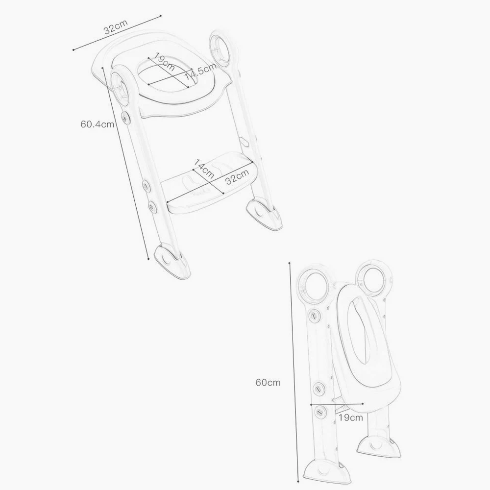 Toilette Töpfchen mit Trittleiter, Ergonomie Portable Einstellbar Töpfchentrainer Sicher Robust Falten Fußbank Zum Bad Junge Mädchen (Farbe : Rosa, Größe : A)