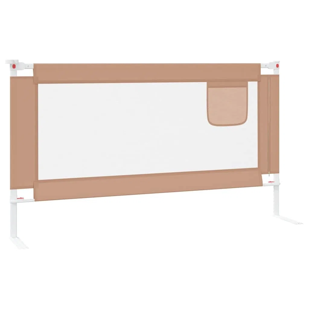 Kleinkind-Bettschutzgitter Taupe 150x25 cm Stoff mit Höhenverstellung, klappbares Seitengitter als Rausfallschutz für Kinderbett und Babybett, Sicherheit und Schutz beim Schlafen