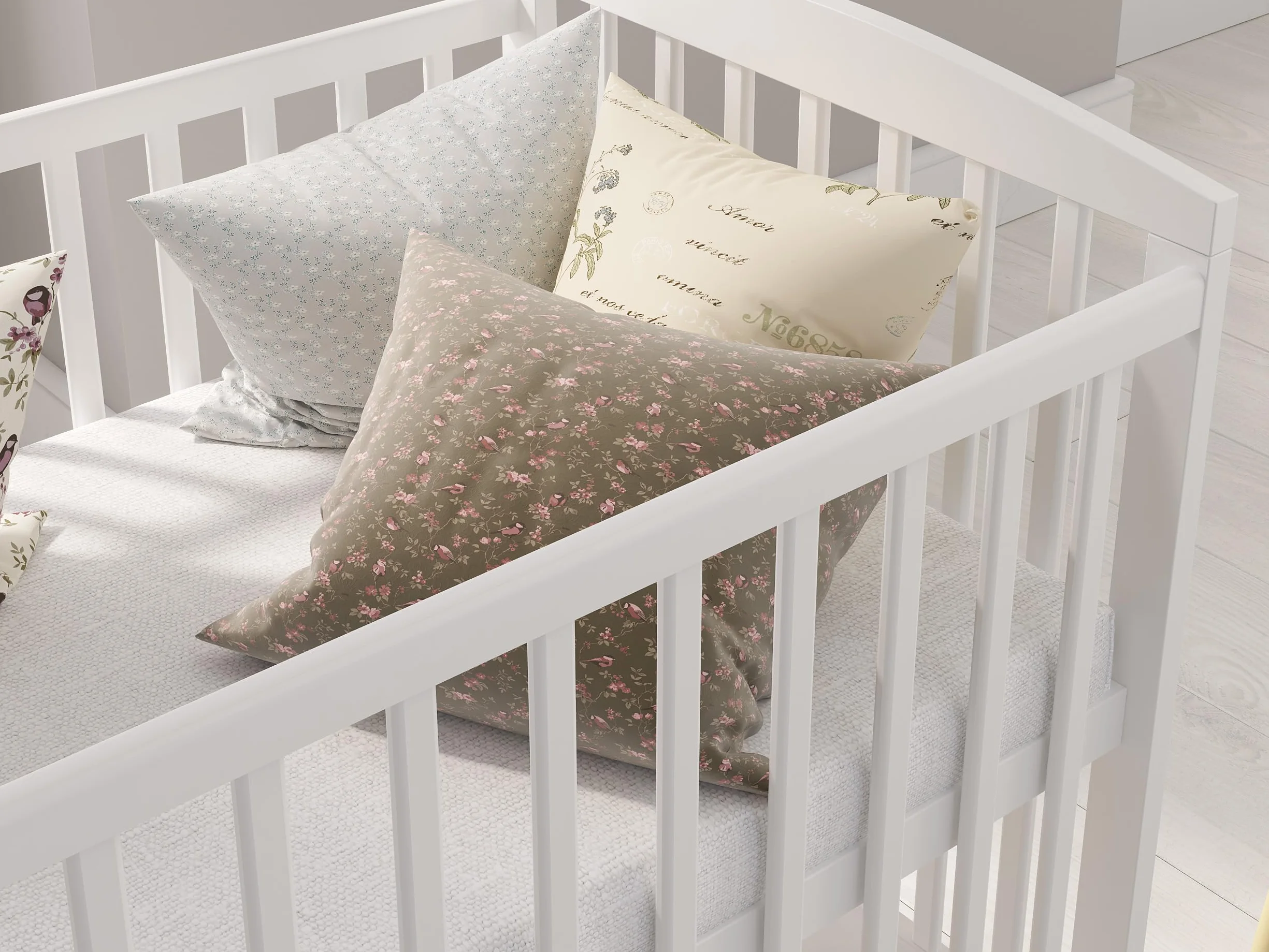 Love For Sleep Babybett 120x60 cm Weiß – Beistellbett mit Schublade und Matratze – Mitwachsendes Gitterbett aus Holz – Kinderbett Modell Jacob