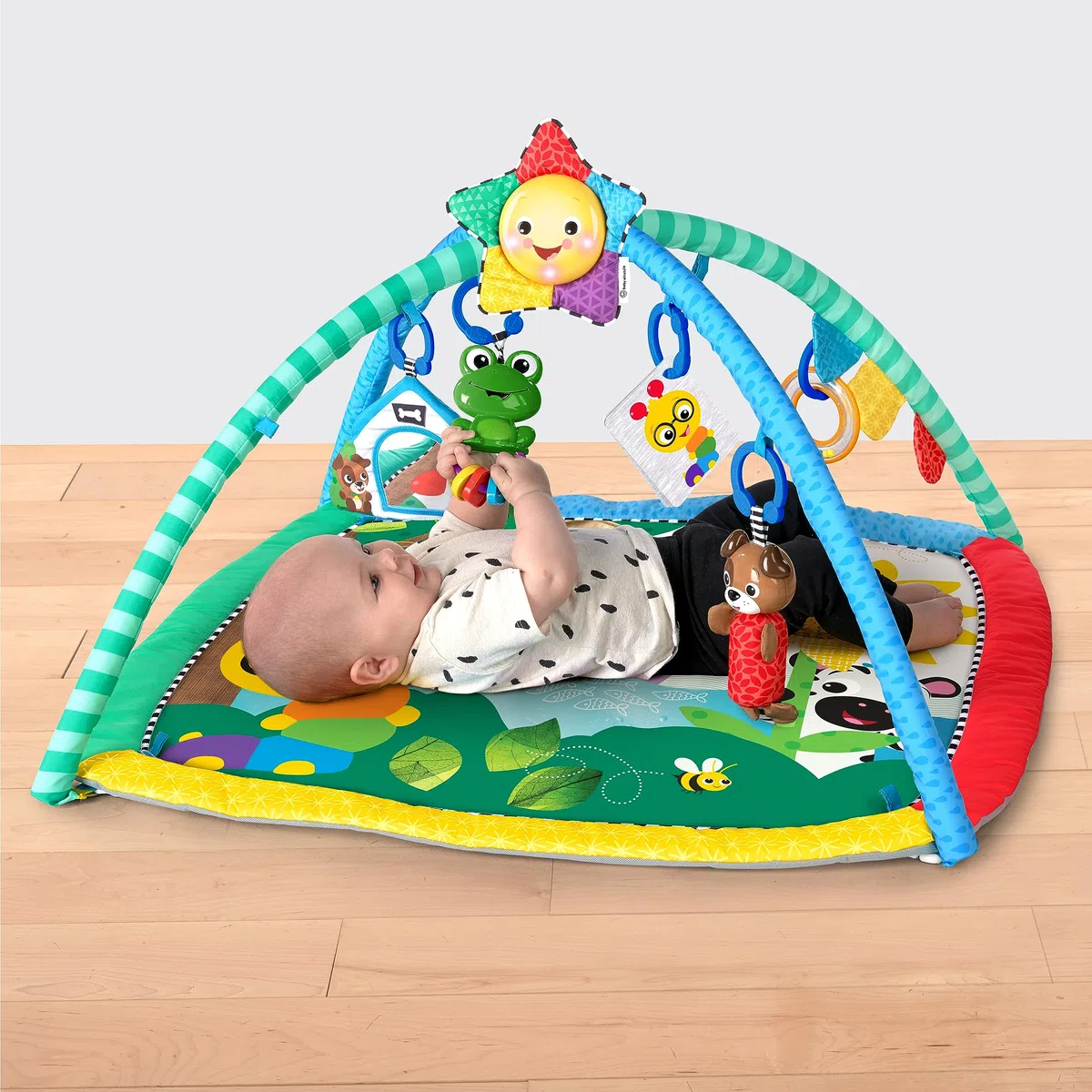 Baby Einstein, Caterpillar & Friends Spieldecke mit Spielbogen, abnehmbaren Spielzeugen, Lichteffekten sowie Melodien, maschinenwaschbar