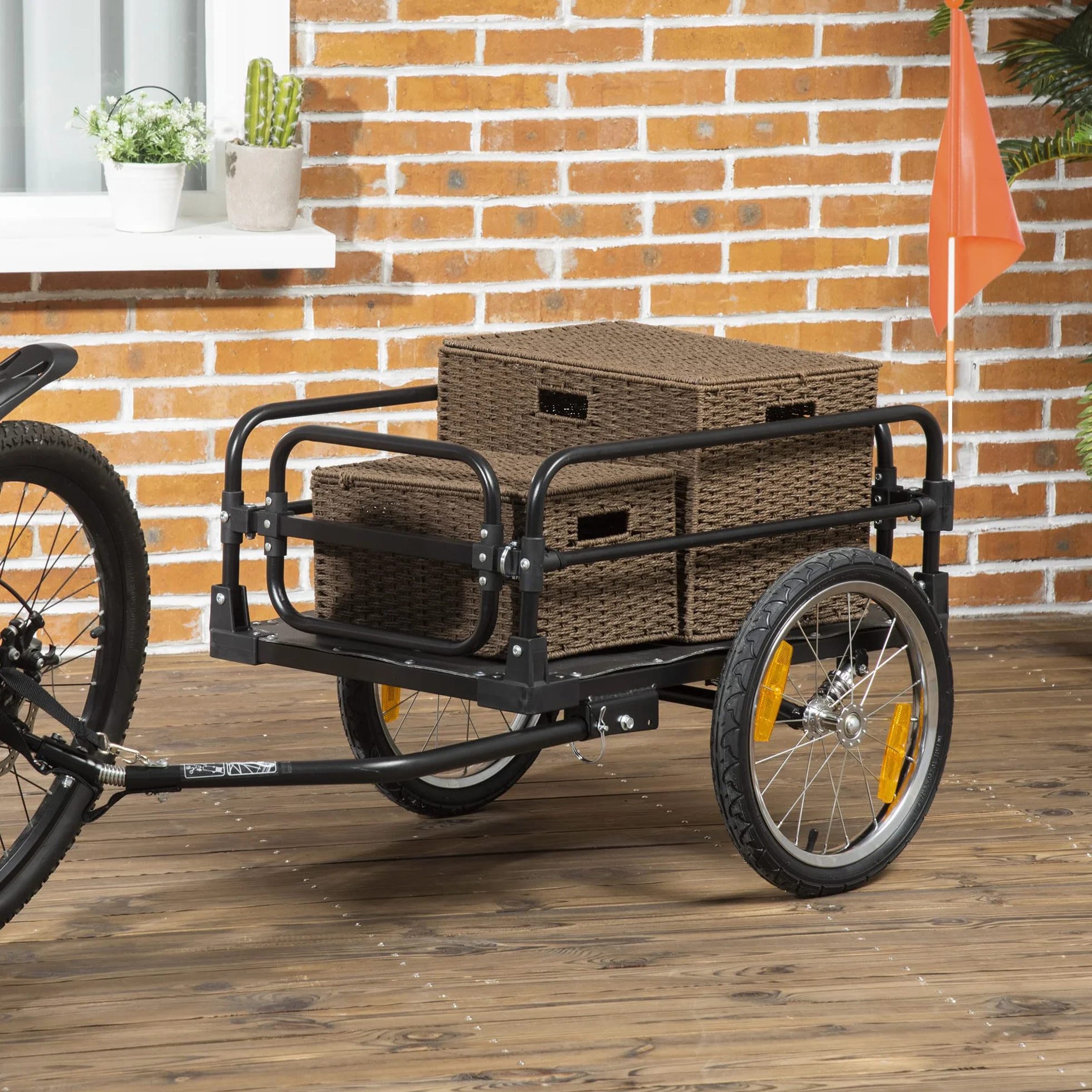 HOMCOM Fahrradanhänger, faltbar, aus Stahl, Räder 40 cm, max. 40 kg, mit Universalkupplung