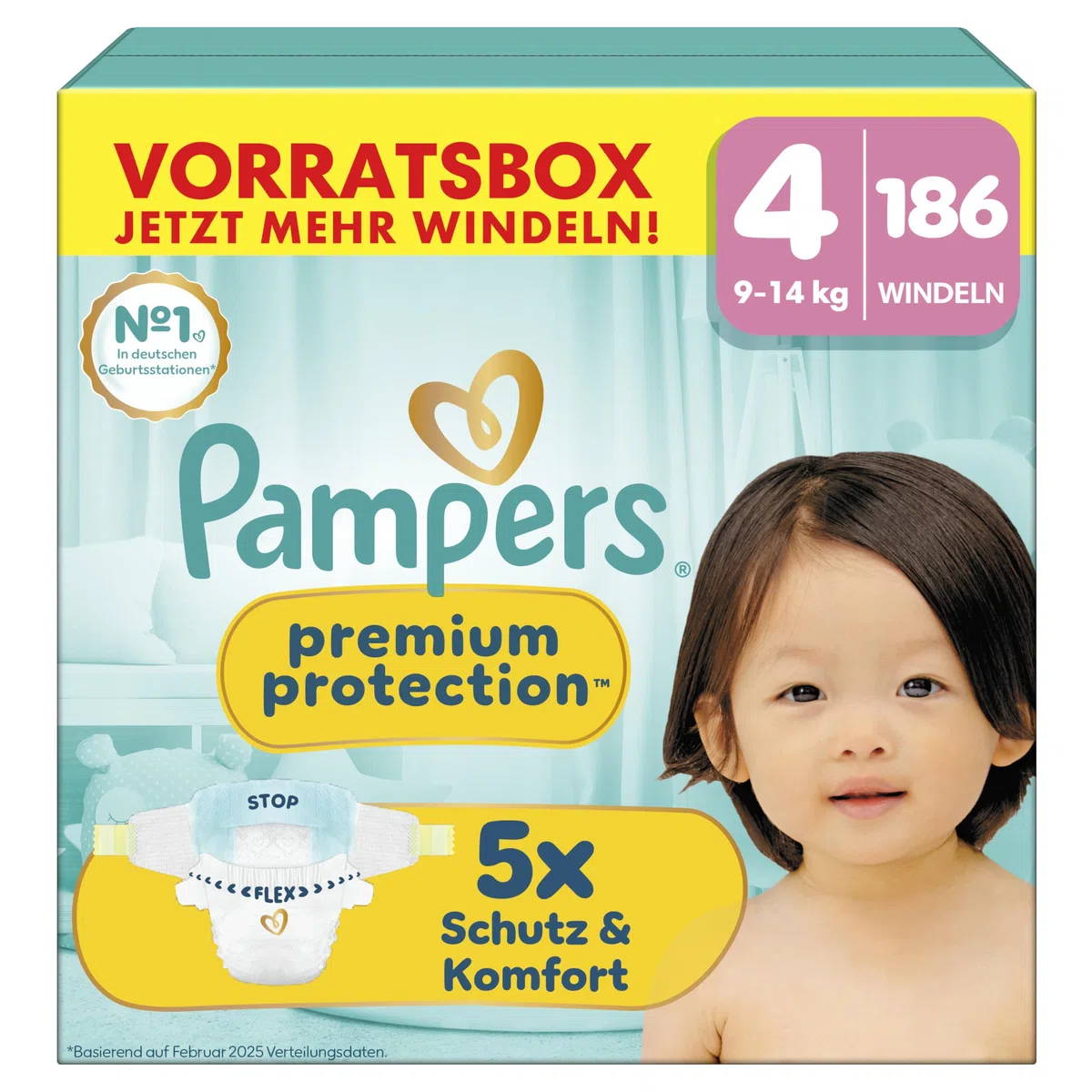 Pampers Premium Protection Größe 4 186 Windeln 9kg-14kg Haut- und Auslaufschutz