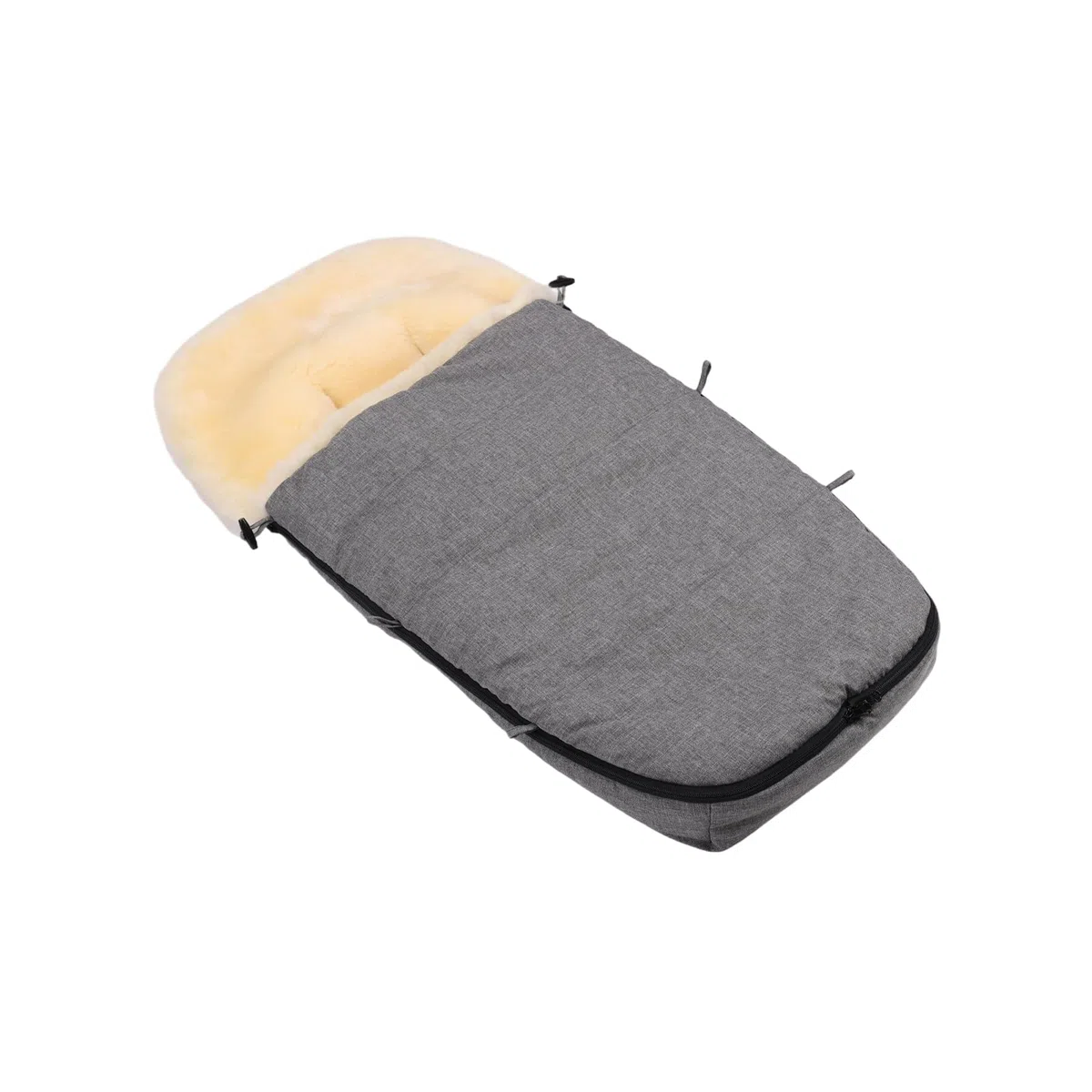 Baby Lammfellfußsack Kinderwagen Fellsack Kuscheliger Buggy Kinderwagen-Fußsack Wind-und Wasserdicht Thermoregulierend Rundum-Reißverschluss 90×50cm (Hellgrau Melange)