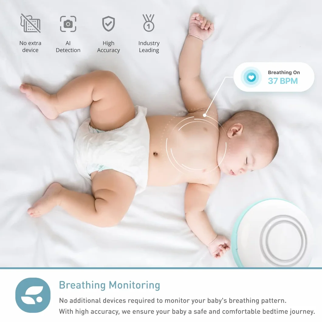 Lollipop Baby Monitor mit echter Weinenerkennug– Intelligente WiFi Baby Kamera - Kamera mit Video, Audio, Schalf-Tracking und Null-Kontakt Atmenerkennug