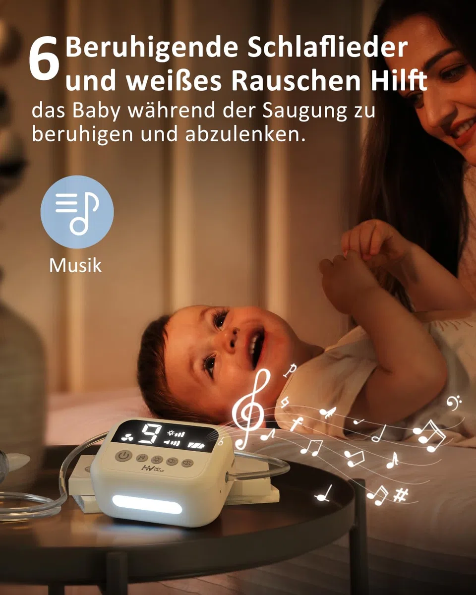 Nasensauger Baby Elektrisch |Elektrischer Nasensauger für Babys 9 Saugstärken Nasensekretsauger Baby Staubsauger Wiederaufladbar Mit Licht und Beruhigender Musik Sicher Effizient Sanft 4