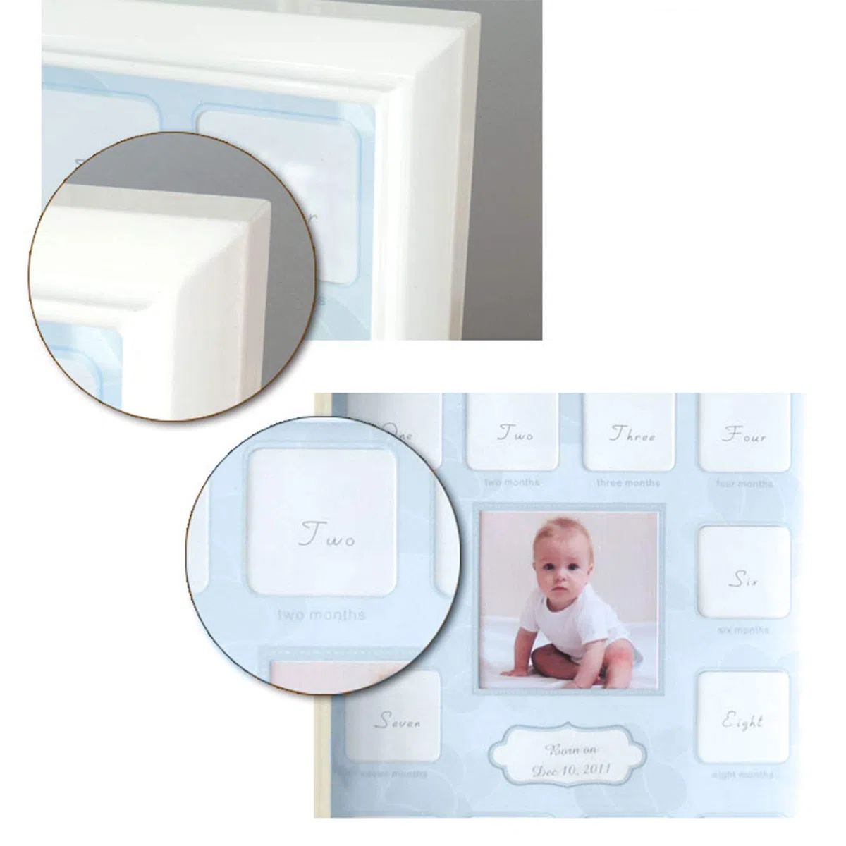 KMAKII Bilderrahmen mit Aufschrift "Baby 's First 12 Monat", Geschenk für werdende Mütter oder werdende Eltern, Weiß