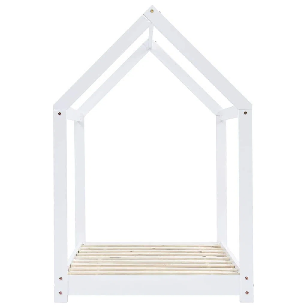 BaraSh Kinder-Bettgestell Weiß Massivholz Kiefer 70 x 140 cm Hausbett Deko Bett Kinder Kinderbett Hausbett Kinder Bodenbett