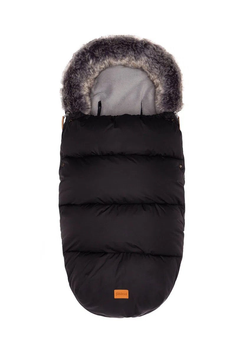 Fillikid Winterfußsack Manaslu extra warm mit Coral Fleece für Kinderwagen Buggy Jogger / Fußsack, Schwarz, 97x50x10 cm (1er Pack)