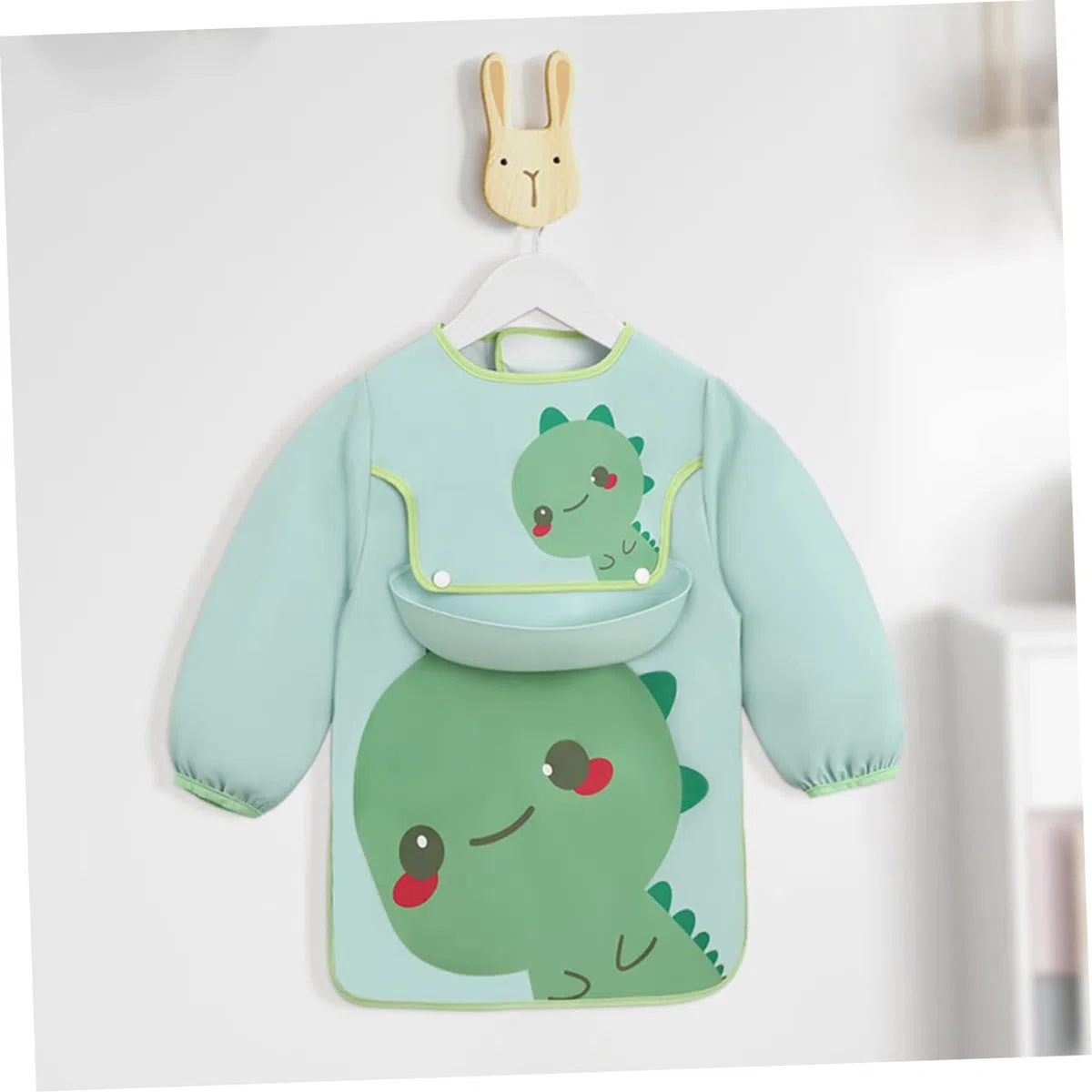 Abaodam 3st Lätzchen Essen Kleidung - Babyschürze Säuglingskittel Zum Essen Spucktücher Bürstenhalter Spielen Sie Kittelschürze Kunstkittel Mit Langen Ärmeln Polyester Green