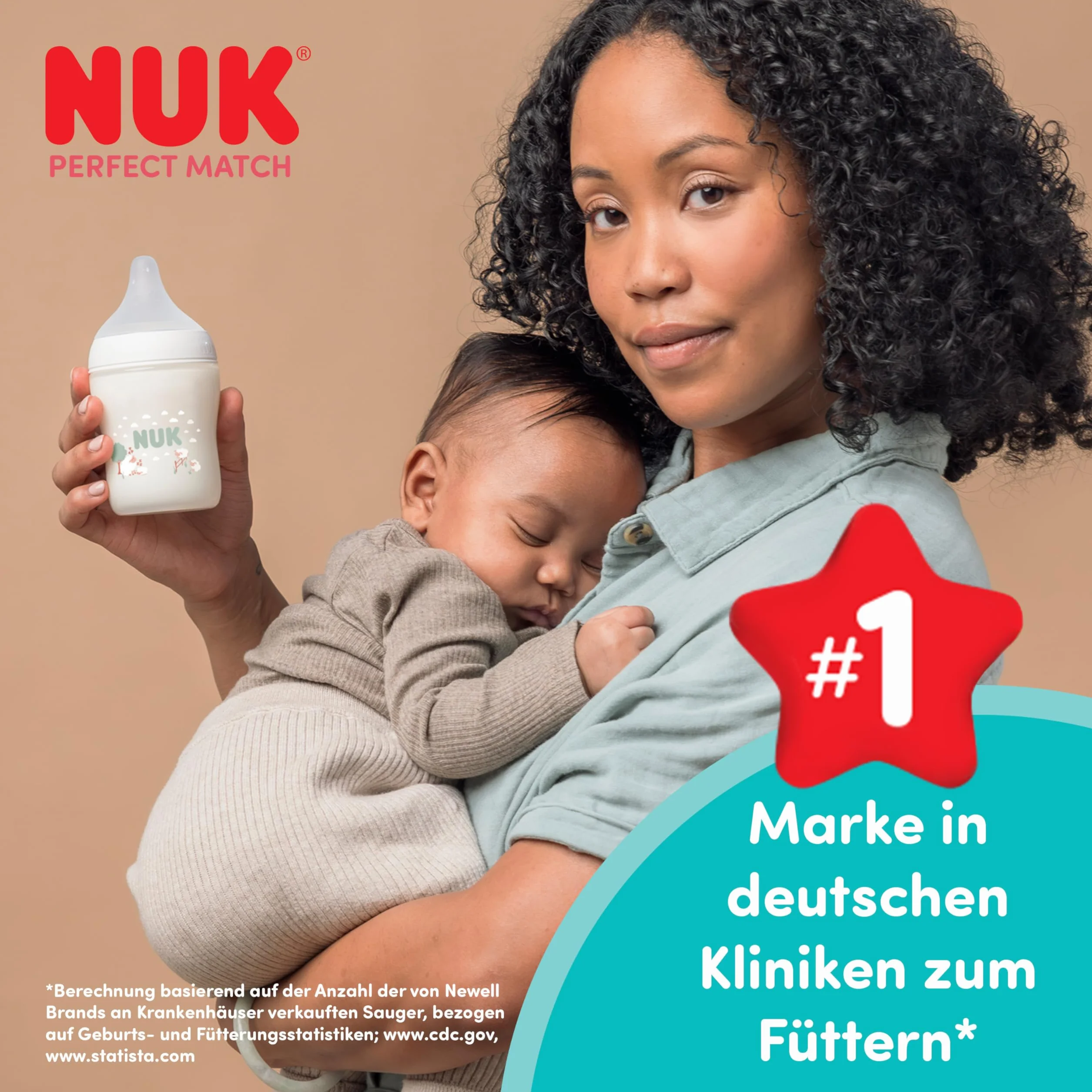 NUK Perfect Match Perfect Start Babyflaschen Geschenkset für Neugeborene | 0–6 Monate | 4 x Anti-Kolik-Flaschen (150 ml, 260 ml), 2x Sauger, 1x Air Schnuller, 1x Flaschenbürste | Regenbogen | 8 Stück