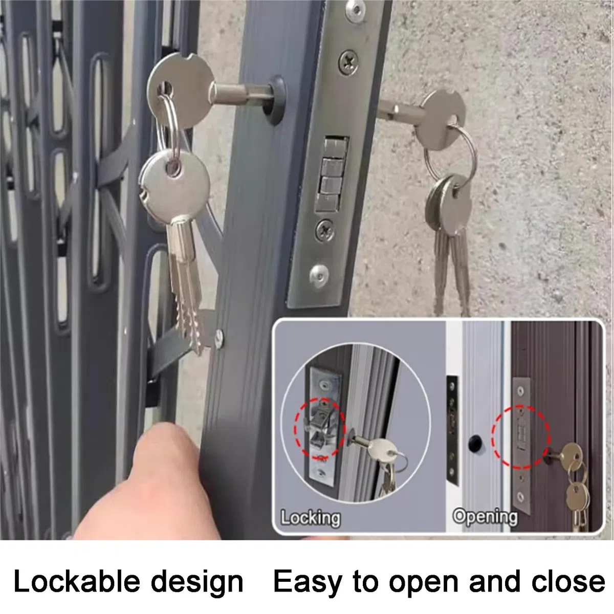 Securi Türstopper aus Aluminium mit Schloss, faltbares Schiebetor, für den Außenbereich, Zuhause, sicher und kindersicher und tragbares sicheres Gerät