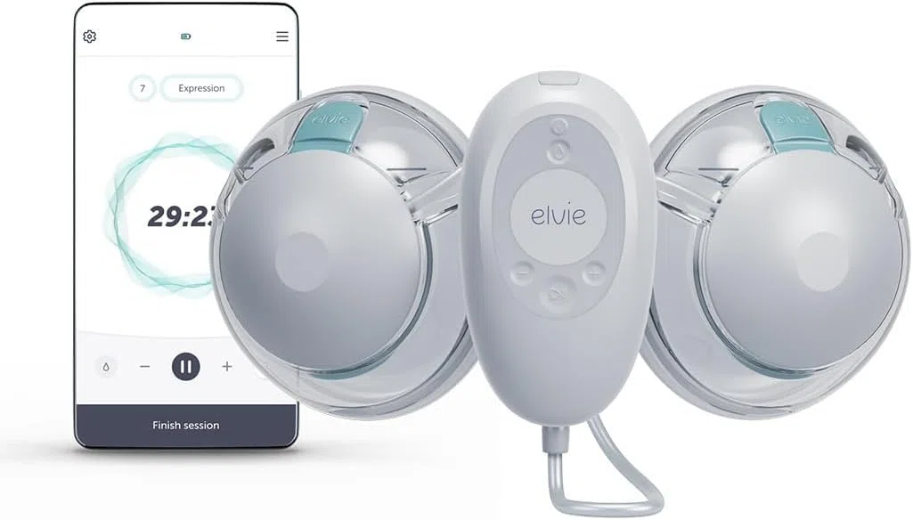 Elvie Stride 2- Zwei elektrische Milchpumpen– Freihändige Milchpumpe– Tragbare Milchpumpe – Grundausstattung für Neugeborene