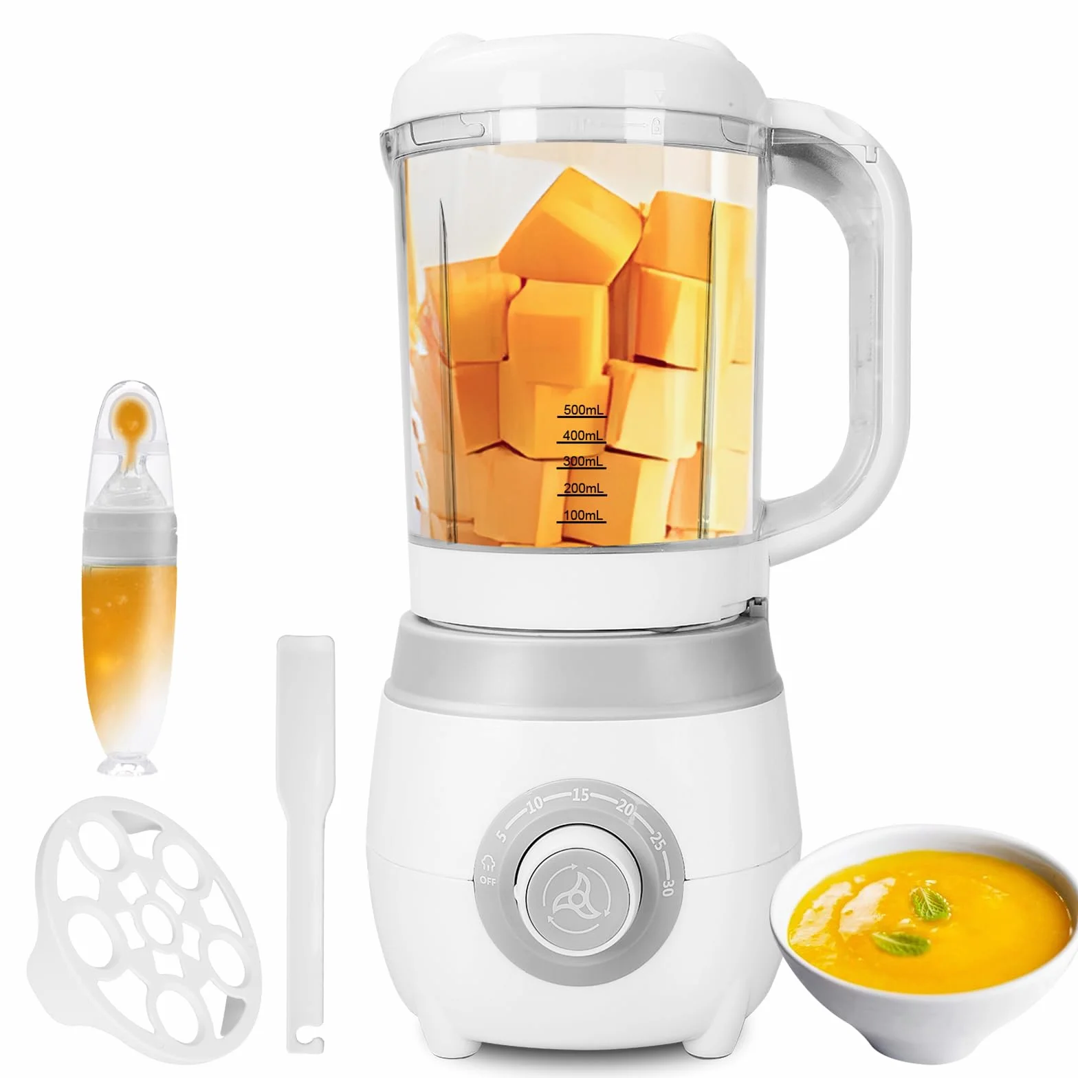 4-in-1 Babynahrungszubereiter, Babybrei Zubereiter, Dampfgaren, Mixen, Aufwärmen