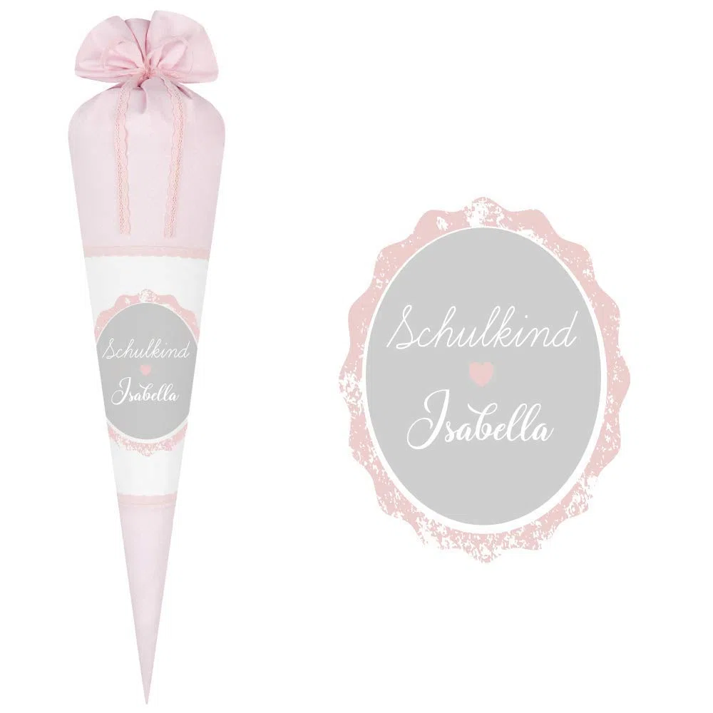 Schultüte mit Namen aus Stoff 70cm groß