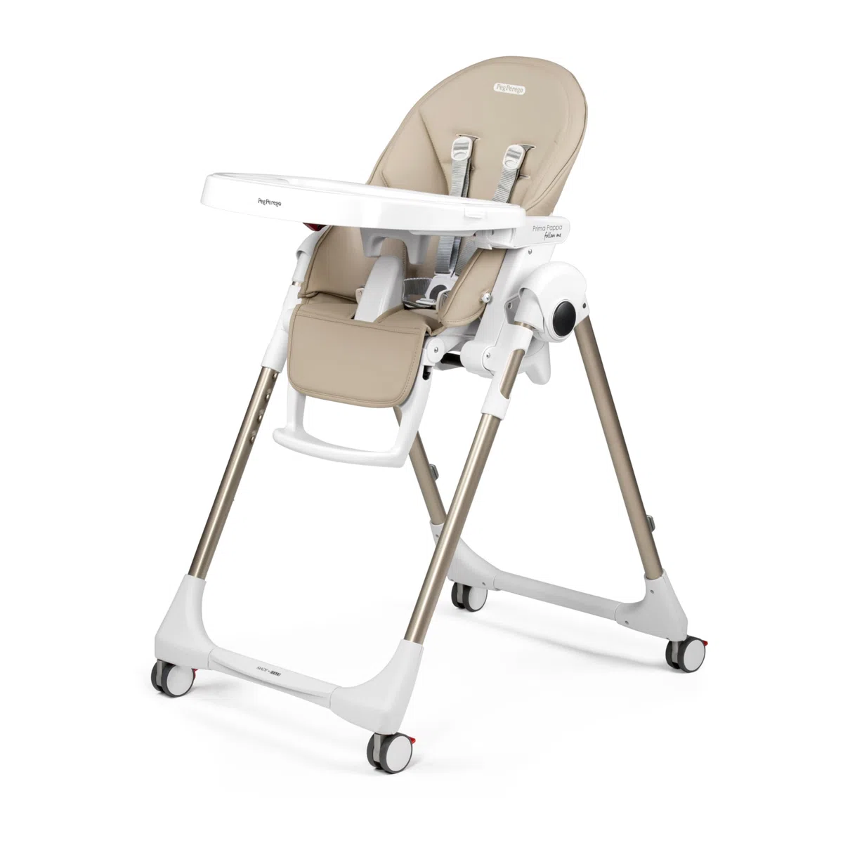 PEG Prima Pappa Follow Me Hochstuhl für Babys, neigbar, Liegefunktion, 4 Räder, faltbar, ultra-kompakt, 0-15 kg