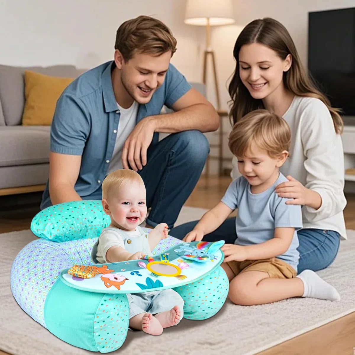 Niedlicher Elefanten-Bodensitz für Babys mit Stützplatte – Aktivitätsstuhl zum Sitzenlernen, weiche, elastische Sinnesschale für die Entwicklung, Sitzstuhl