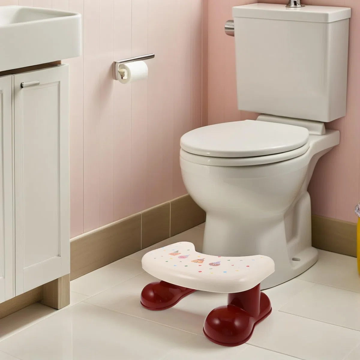 BESTonZON Fußhocker für Junge Mädchen Toilettenhocker Badezimmer Tritthocker rutschfeste Plattform Stabiles Design aus Kunststoff Platzsparend Leicht Tragbar