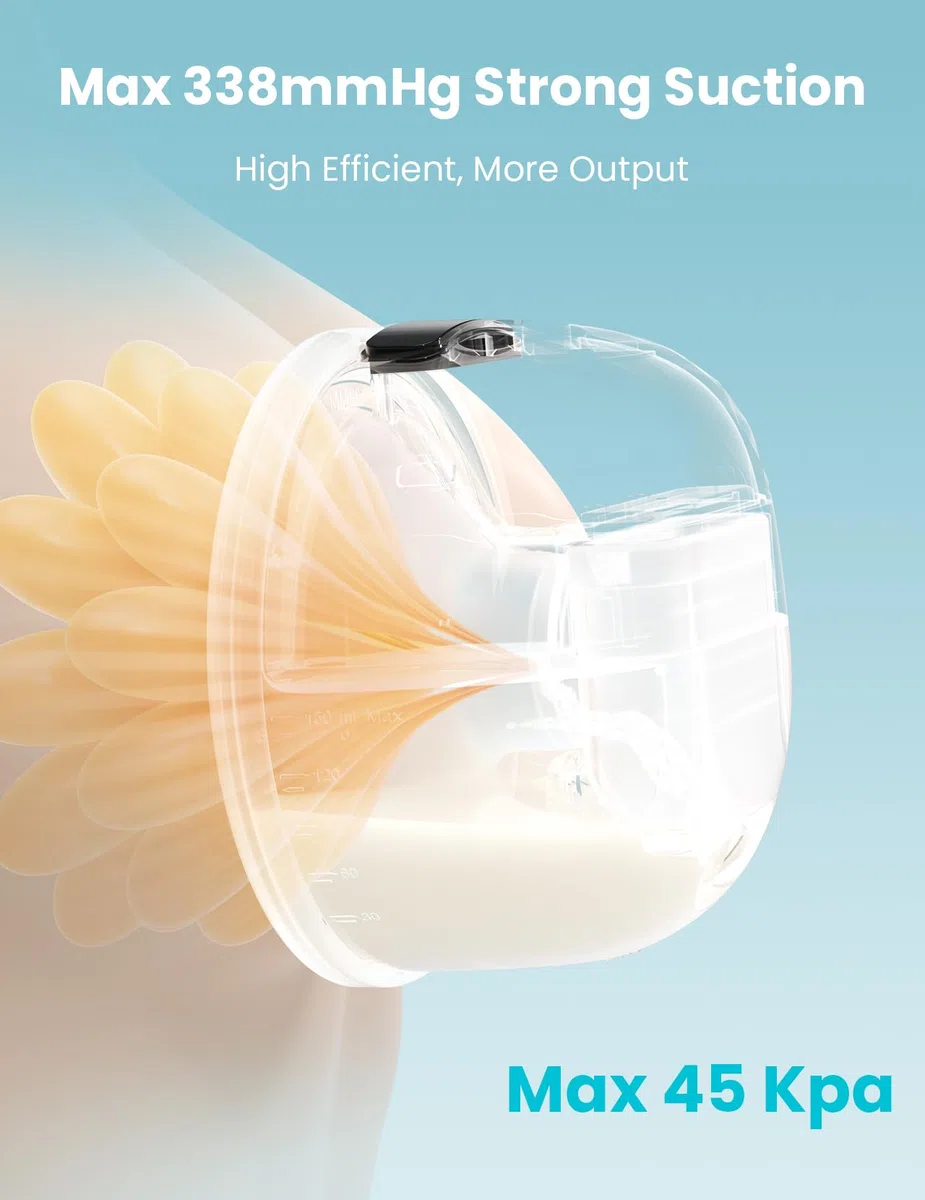 Paruu P10 Milchpumpe Elektrisch Freihändig, 338mmHg Starke Saugleistung, 4 Modi 9 Stufen mit 19/21/24/28mm Flansch, milchpumpe handsfree mit Smart-Display (2, Weiß)