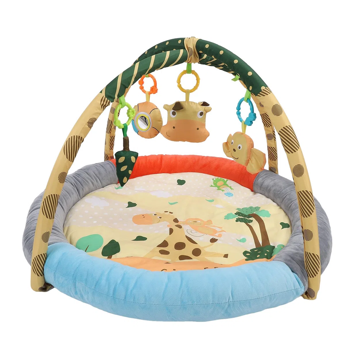 GLOGLOW Plüsch-Baby-Turnmatte, Spielmatte aus Weicher Baumwolle, Großes Baby-Aktivitäts-Fitnessstudio, Sensorische Entwicklung für Kleinkinder