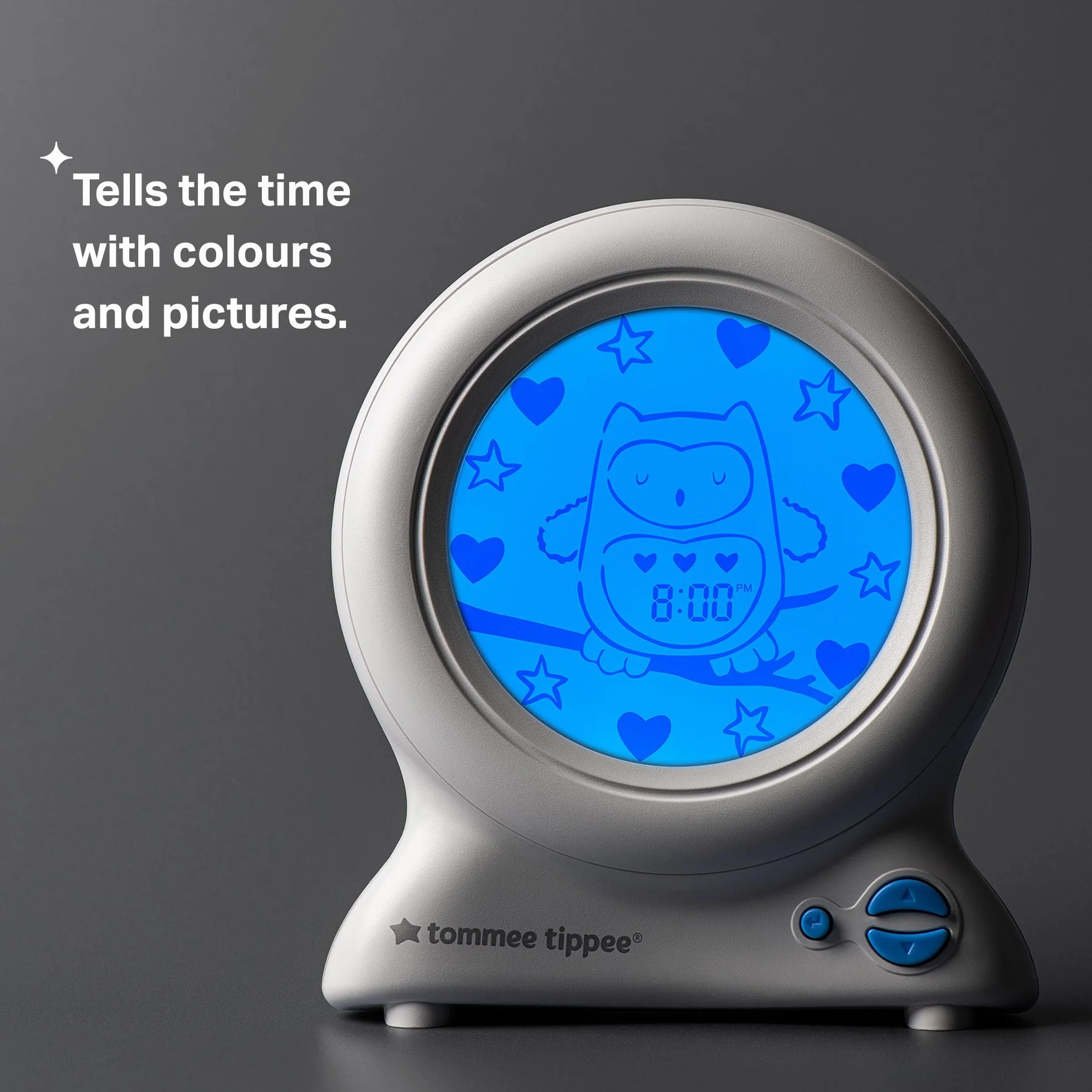 Tommee Tippee Groclock Uhr und Schlaftrainer, Wecker und Nachtlicht für Kleinkinder, mit USB-Anschluss